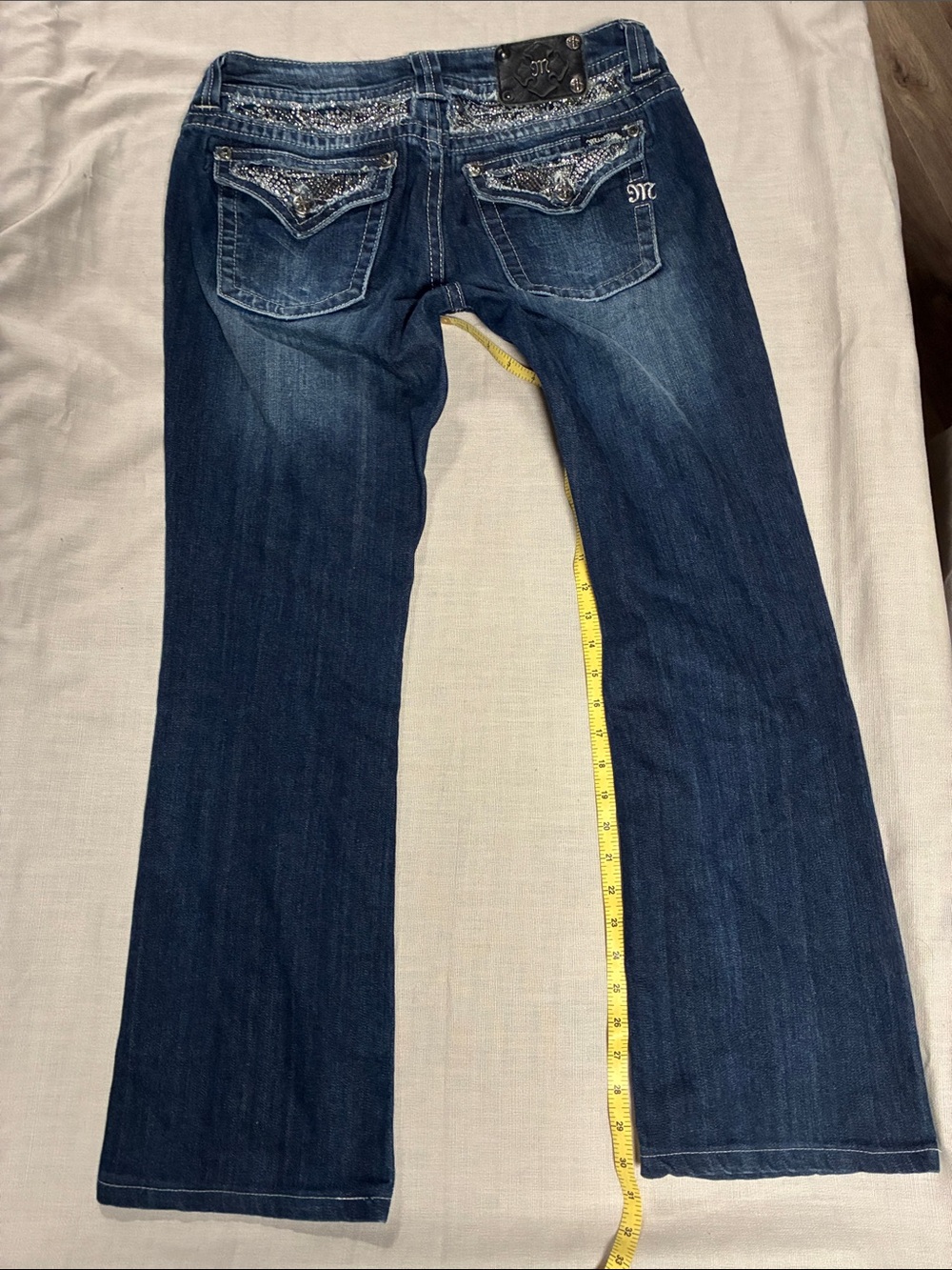 Women's Dark Wash Embellished Bootcut Jeans, JP5124B10, Size 31/32